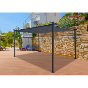 Jet-Line Gartenpavillon Kairo Light aus Alu mit Schiebedach 3 x 3 Meter in Anthrazit