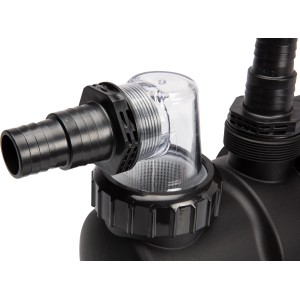 Steinbach Filterpumpe SPS 50-1, 7000 l/h, mit Vorfilter und Schlauchanschluss.