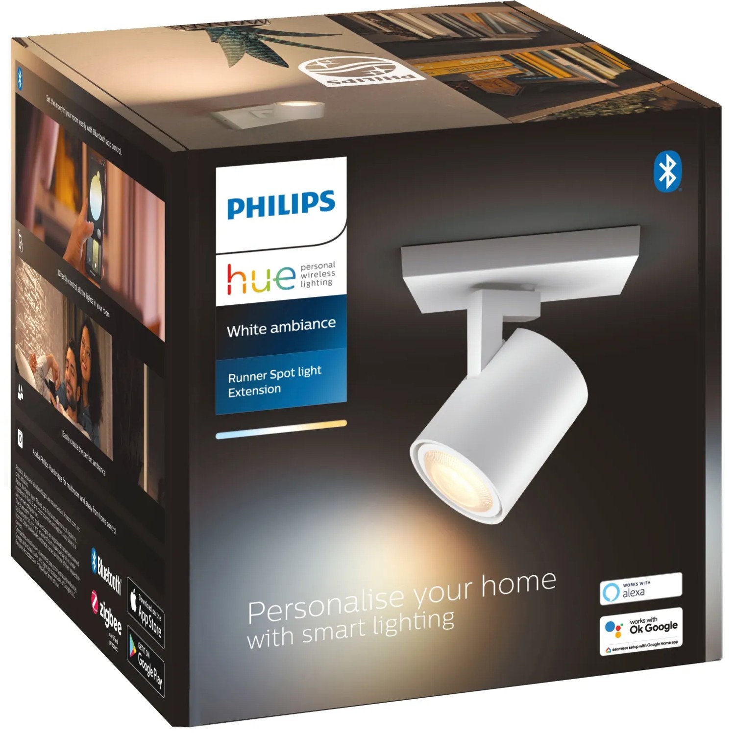 Verpackung des weißen Philips Hue Runner Spot, 1-flammig, White Ambiance, Erweiterung.