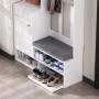 okwish Garderoben Set mit Sitzbank 4 Haken Türen Schubladen 100x180x35cm Weiß_4