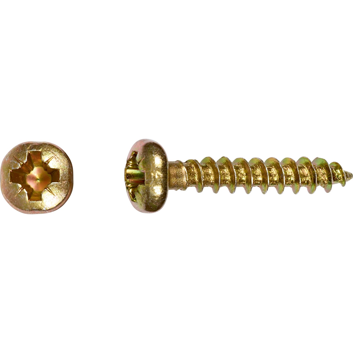 Gelb verzinkte Spanplattenschraube, Halbrundkopf, PZ-Antrieb, 5x12 mm, 15 Stück.
