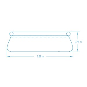 Skizze: Bestway Fast Set Pool, Ø 366 x 76 cm, mit Maßangaben. Quick-Up Pool.