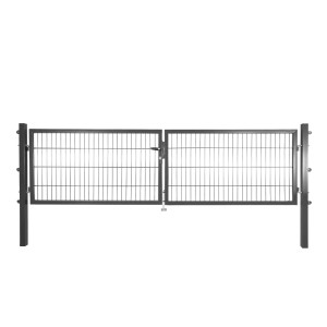 Solid Doppeltor Stahl Anthrazit mit Füllung für Doppelstabmatte 80 cm x 300 cm