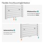 Weißer Emke Badheizkörper: Flexible Mittel- und Seitenanschlussoptionen für einfache Installation des Handtuchwärmers.