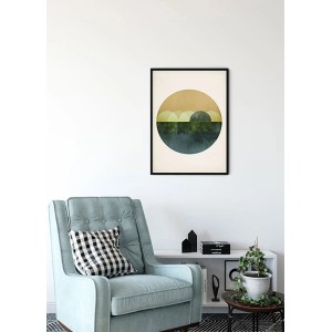 Komar Wandbild Mirrors, 30x40 cm, mit abstraktem Kreis-Design in Beige und Grün-Blau.