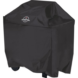 Schwarze Jamestown Grill-Abdeckhaube für eckige Grills, 90x145x67 cm, schützt vor Wind und Wetter.
