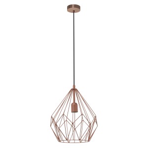 Eglo Pendelleuchte Vintage Kupfer mit geometrischem Lampenschirm aus Metall.