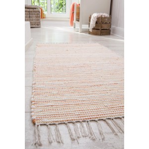 Orangefarbener Teppich Kentucky, 60x120 cm, mit Fransen. Wollteppich für Wohnräume.