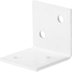 Weißer, pulverbeschichteter Breitwinkel 30x30x30 mm für Holzkonstruktionen.