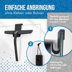 Lion Home Duschabzieher Set, matt schwarz, mit Halterung und Zubehör zur einfachen Anbringung.