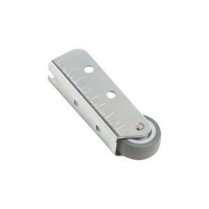 Möbel-Bockrolle mit grauem Softrad, Ø 38mm, Traglast 45kg, für empfindliche Böden.