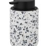 Schöner Wohnen Seifenspender Tosi, 300ml, Polyresin mit Terrazzo-Muster und schwarzem Pumpkopf.