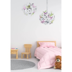 Moderne Reality Deckenleuchte Butterfly in Chrom mit bunten Schmetterlingen im Kinderzimmer.