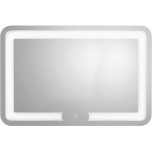 LED-Lichtspiegel Roundlight, 100x70 cm, mit umlaufender Beleuchtung und Touchschalter.