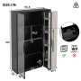 okwish Vitrine mit LED Glastür Rollschrank Esszimmer 110x35x160cm Weiß Schwarz_5