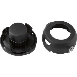 Spulengehäuse für LUX-TOOLS Akku-Freischneider A-FS-2x20/30, Ersatzteil aus schwarzem Kunststoff.