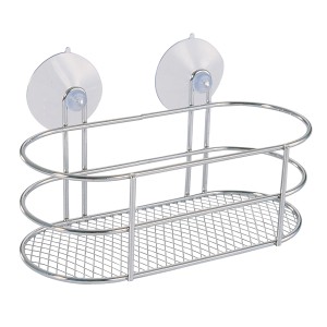 MSV Duschregal Ventouses Oval aus Stahl, chromfarben, mit Saugnäpfen zur einfachen Montage.