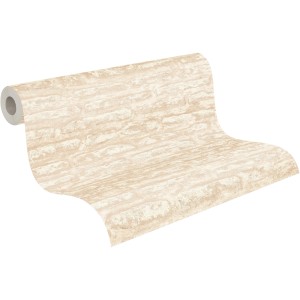 A.S. Création Vliestapete Steinoptik in Beige und Weiß auf Rolle, Dekorative Tapete.