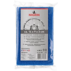 Nigrin Felgen-Schwamm, blauer Reinigungsschwamm für Stahl- und Alufelgen.