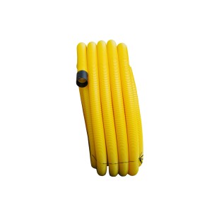 Gelbes Aco Master Drainrohr, 10 m DN 80, gelocht, für Drainage und Grundmauerschutz.