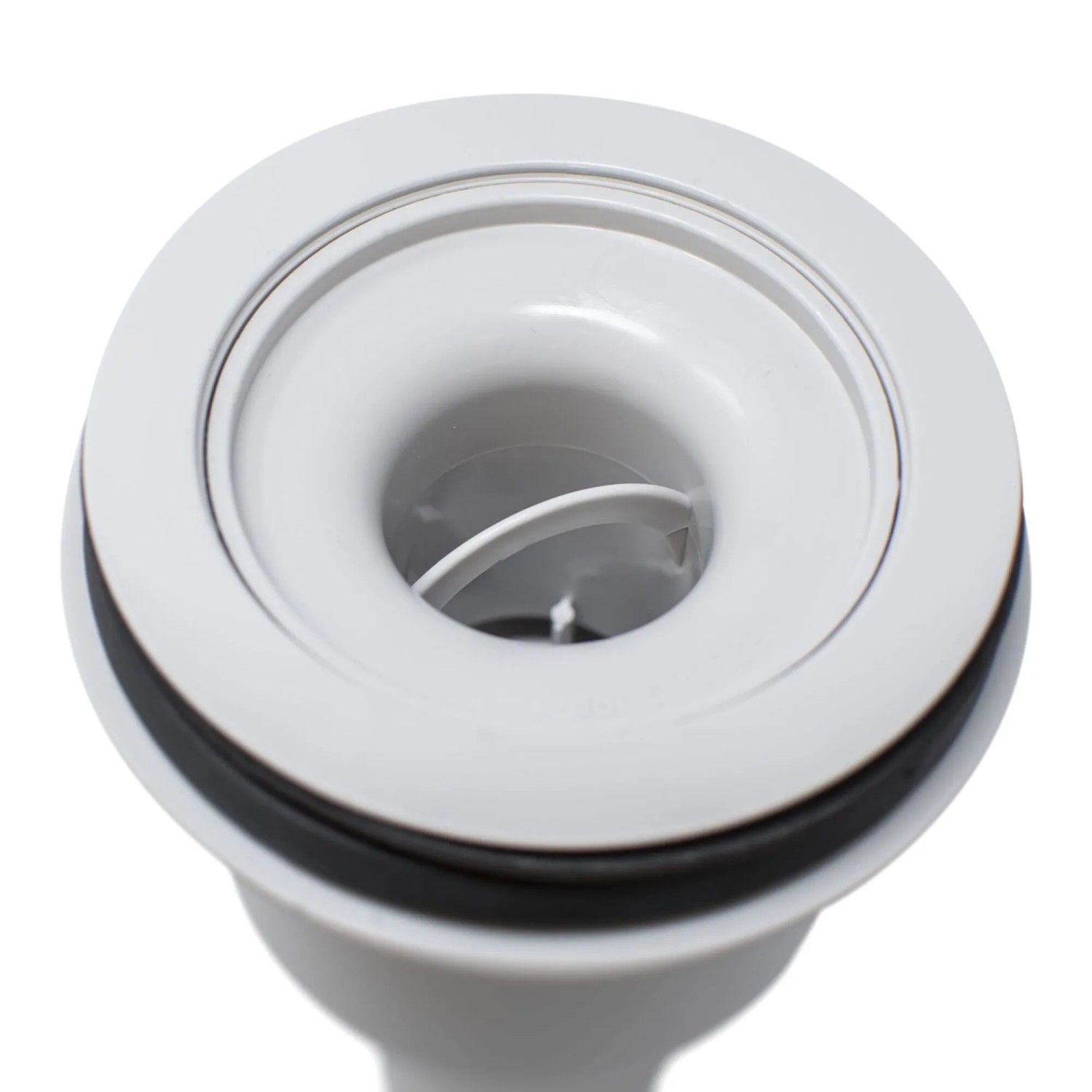 Weißer Schulte Ablauf für extra-flache Duschwanne, senkrecht, Ø 90 mm.