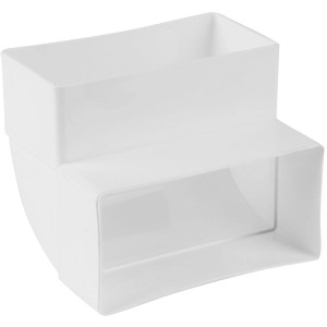 Weißer 90° Bogen für Flachkanalsystem System 100, senkrecht.