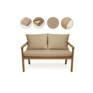 Beiges Setgarden Bankkissen-Set für 2-Sitzer Gartenbank, bestehend aus Sitz- und Rückenkissen.