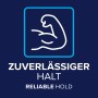 Symbol für zuverlässigen Halt des tesa Insect Stop Magnetvorhangs.