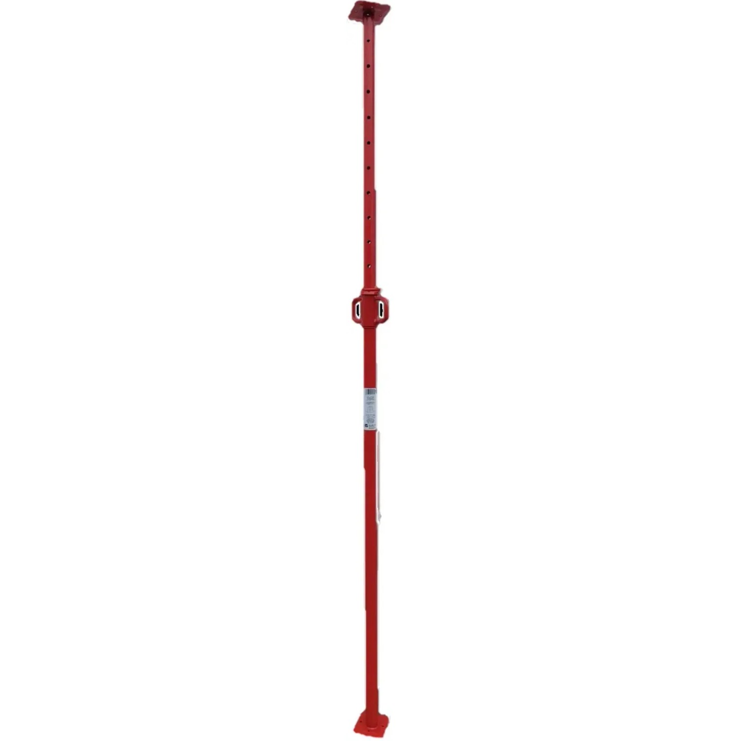 Rote, höhenverstellbare Stahl-Baustütze (165-300 cm) für Renovierungsarbeiten.