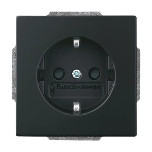 Schuko Steckdose FutureLinear, Schwarz Matt, erhöhter Berührungsschutz von Busch-Jäger.