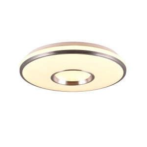 Moderne LED-Deckenleuchte Realta, 39 cm, Aluminium gebürstet, mit zentraler Öffnung und Sterneneffekt.