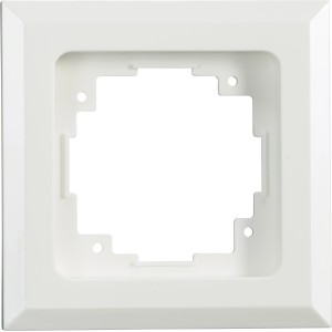 Weißer Mira 1-fach Abdeckrahmen für Unterputz-Elemente, waagerecht oder senkrecht montierbar.