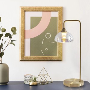 Näve LED-Tischleuchte Varna, 45 cm, irisierendes Glas, Messingfarben, Design-Tischlampe.