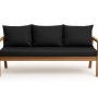 Schwarzes Setgarden Bankkissen-Set für 3-Sitzer Gartenbank, bestehend aus Sitzkissen und 3 Rückenkissen.