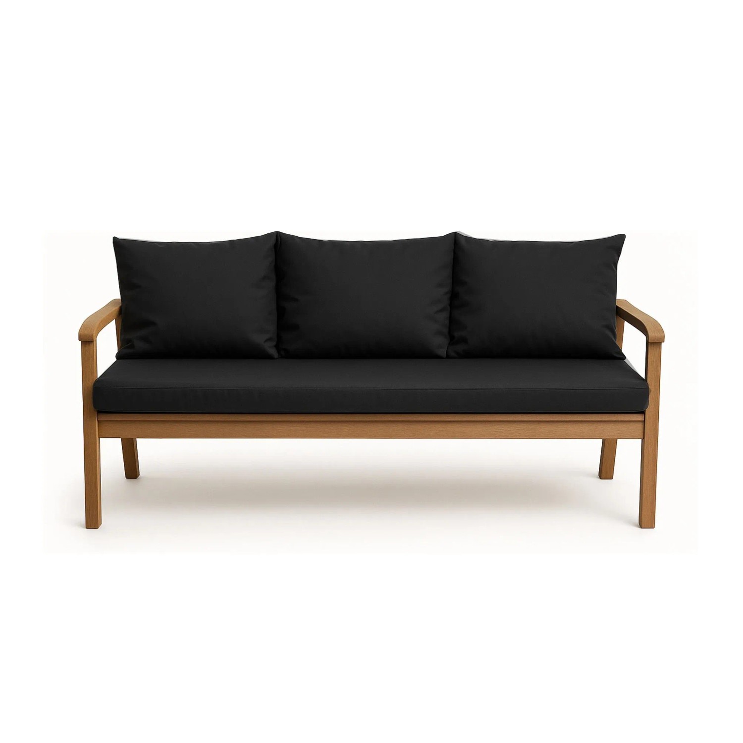 Schwarzes Setgarden Bankkissen-Set für 3-Sitzer Gartenbank, bestehend aus Sitzkissen und 3 Rückenkissen.