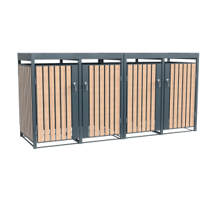 Westmann Mülltonnenbox Planta für 4 Tonnen, anthrazit mit Holzoptik, abschließbar.