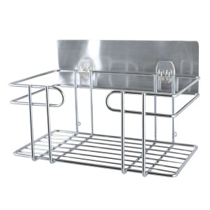 MSV Regal selbstklebend aus Edelstahl, Chrom-Finish, 23x14x14 cm. Badregal zur Wandmontage ohne Bohren.