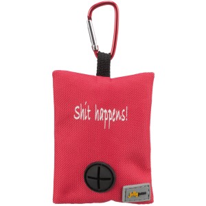 Jollypaw Beutelspender aus Polyester, rot mit Karabinerhaken für Hundekotbeutel.