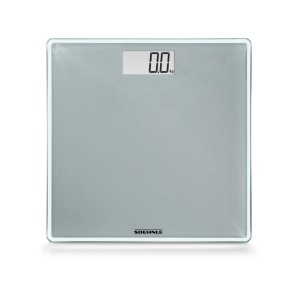 Leifheit Personenwaage Digital Style Sense Compact 300, silbergrau, mit LCD-Anzeige.