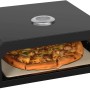 EL Fuego Pizzaaufsatz, schwarz, mit Pizza und Thermometer für Holzkohle-, Gas- und Elektrogrills.
