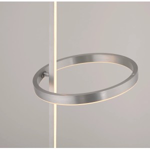 Moderne Just Light Stehleuchte Ritus aus Stahl mit Ring und Stab, warmweißes Licht.