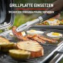 Weber Gasgrill Traveler: Grillplatte mit Speck, Eiern und Brot für Frühstück oder Asia-Pfanne.
