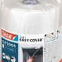 Tesa Easy Cover Outdoor Abdeckfolie mit Klebeband, Rolle mit Folie und blauem Klebeband.