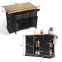 okwish Küchenwagen mit Klappbarer Arbeitsplatte Schublade Gewürzregal 132x40-70x87cm Schwarz_5