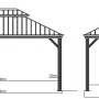 Skizze des Sojag Aluminium Pavillon Messina 12x20 in Anthrazit mit Maßangaben.