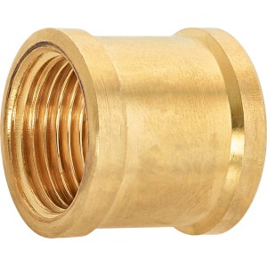 Messing Gewindemuffe, 14,9 mm (Rp 3/8), zur Rohrverbindung in Heizung und Sanitär.