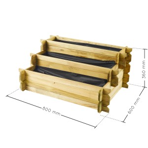 Soulet Hochbeet Angelic, 80x60x36 cm, Naturholz, mit Geotextil ausgelegt.