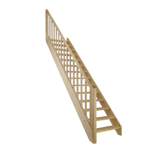 Gerade Dolle Wangentreppe Paris aus Fichte ohne Setzstufen mit Geländer.