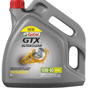 Grauer 4 l Kanister Castrol GTX 10W-40 A3/B4 Motoröl für Ottomotoren und Dieselmotoren.