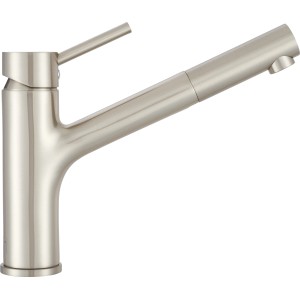 baliv Niederdruck-Küchenarmatur KI-1200 N in Edelstahloptik, Einhebelmischer mit Auslauf.